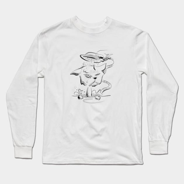 Kitty bathtime Long Sleeve T-Shirt by Jason's Doodles